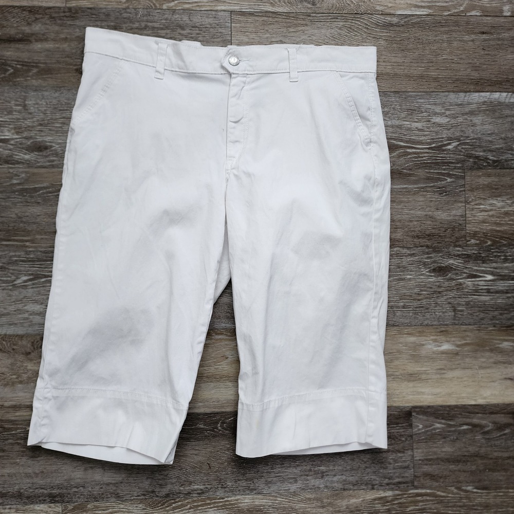 Syad Jeans Bermuda Shorts Womens 12 White Stretch Cotton Casual Preppy 35" Waist